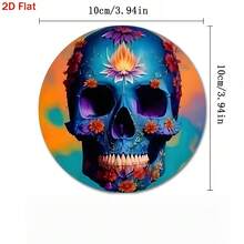 Halloween Skeleton Coaster Set, Dark Style Printed Round Heat-Resistant Pads, Party Tabletop Atmosphere Decor, Creative Halloween Gift - PET Coaster-2763 - View 3