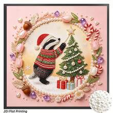 New Pearl Painting Christmas Theme Badger & Christmas Tree Pattern Design For Home Wall Decor Art, Inspiring Creativity And Passion, Thoughtful Christmas Holiday Gift For Creative Handmade Art Enthusiasts Diamond Painting Kit - Pearl Painting - View 3
