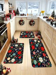 1pc Christmas Modern Home Print Pattern Doormat, Faux Cashmere Short Plush Decorative Carpet Rug, Soft Skin-Friendly Indoor/Outdoor Decorative Mat, Washable Entrance Mat, Home Gift Long Runner Rug, Suitable For Kitchen, Living Room, Bathroom, Bedroom, Room, Dormitory Decoration, Practical Doormat, Holiday Gift - Multicolor - View 4