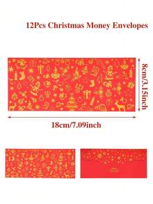 24/12/1pc Christmas Red Envelope, Gold Foil Design Christmas Cash Envelope, Merry Christmas Decoration, Christmas Party Supplies, Home Christmas Decor, Christmas Gift, Winter Decoration, Christmas Decor, Christmas Decoration, Christmas Decoration - Red - View 16
