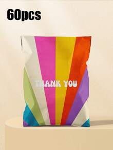 Colorful Printed "Thank You" Text Courier Bags, Waterproof Thickened Colorful Printed Courier Packaging Bags, Tear-Resistant Mailing Envelopes, Suitable For Clothing, Suitable For Small Businesses, Wedding Gifts, Party Fillers - Multicolor - View 16