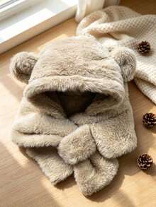 Kids Hat Scarf Set, Autumn/Winter Cute Thermal Lined Earflap Beanie, Warm Pullover Hat For Boys And Girls - Multicolor - View 8