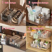 1pc Transparent Drawer Storage Box, Suitable For Storing Cosmetics, Perfumes, Belts, Bookshelf Dividers, Closet Storage Accessories, For Home Decoration, Suitable For Both Men And Women, Belt, Bra, Tank Top, Tie, Wallet Storage Box - Multicolor - View 5