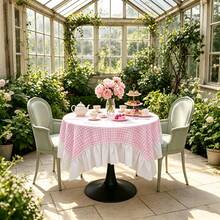 1 buah Taplak Meja Bundar Motif Kotak-kotak yang Cantik, Cocok untuk Meja Makan, Ruang Tamu, Meja Balkon. Cocok untuk: Pernikahan, Pesta Ulang Tahun, Pertemuan Keluarga, Acara. - taplak meja - View 24