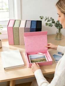 1pc Magnetic Fabric Storage Box, Suitable For Photo Albums, Letters And Small Items, Decorative Book-Shaped Organizer Box, Can Store Jewelry, Watches And Handmade Crafts, Durable Desktop Storage Box, Suitable For Living Room And Study - Multicolor - View 4