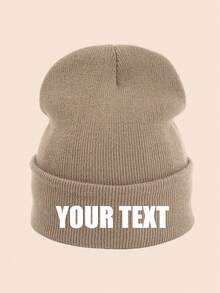 1pc Printed Knit Hat, Customized Text Logo Solid Color Elastic Winter Knit Hat, Outdoor Autumn/Winter Warm Essential Accessory, Women/Men Gift - Multicolor - View 6