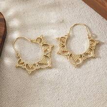 Women's Bohemian Style Round Earrings, With Light Luxury Vintage Charm, Suitable For Multiple Occasions And Gifting - Gold - View 3