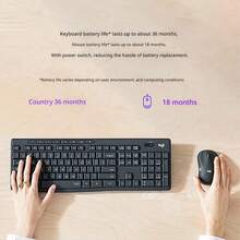 Logitech MK295 Black Wireless Keyboard And Mouse Combo, Silent Office Keyboard Set, Mouse And Keyboard For Laptop, Personal Computer, Desktop, Full-Size 104-Key Membrane Keyboard - View 3