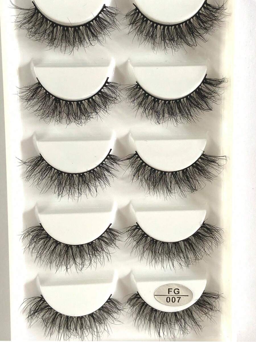 10 Pairs Soft Fluffy Natural Long 3D Mink Fur False Eyelashes Makeup Set Mink Fur Lash Extensions Short Lashes - Black - View 1