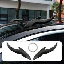 3PCS Car Roof Horn-Shaped Exterior Decor Antenna Ornament 3D Cute Cartoon Creative Personalized Car Body Modification Sticker Christmas Gift Sheep Horn - 3PCS [Dragon Horn + Rhinestone Ring] - View 14