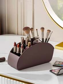 1pc Multi-Compartment Makeup Brush & Remote Control Storage Box, Multifunctional Desktop Organizer For TV Remotes, Stationery, Glasses, Cosmetics And Small Items, Space-Saving Bedside Cabinet Storage Box, Creative Practical Home Office Organizer - Multicolor - View 4
