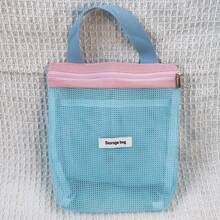 1pc Lightweight Mesh Shower Bag, Large Capacity Portable Toiletry Bag, Hanging Bathroom Storage Bag, Convenient Lightweight Shower Tote, Multi-Functional Cute Cosmetic Storage Bag - Multicolor - View 13
