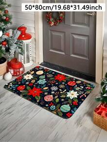 1pc Christmas Modern Home Print Pattern Doormat, Faux Cashmere Short Plush Decorative Carpet Rug, Soft Skin-Friendly Indoor/Outdoor Decorative Mat, Washable Entrance Mat, Home Gift Long Runner Rug, Suitable For Kitchen, Living Room, Bathroom, Bedroom, Room, Dormitory Decoration, Practical Doormat, Holiday Gift - Multicolor - View 7