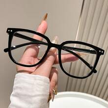 Unisex Rivet Square Thick Frame Decor Glasses Eyewear For Daily Commute Outfit - Transparent - View 2