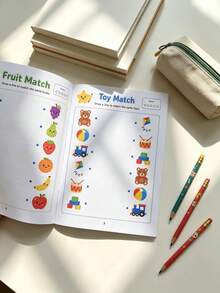 Children's Matching Educational Learning Book, Line Matching Practice Workbook, Observation Training Activity Manual, Home Learning Supplies, Back To School Learning Materials, Teacher Classroom Reward Notebook, Christmas/New Year Holiday Learning Gift - Multicolor - View 9