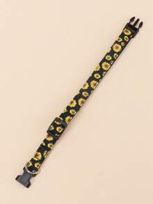 Sunflower Print Dog Collar & Leash Set, Handmade, Adjustable Neck Strap, Easy To Put On And Take Off, Essential 2 Pieces Pet Accessories For Small To Medium Dogs And Cats, Happy Little Dog - Black - View 7