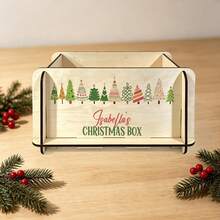 Colorful Christmas Tree Shaped Wooden Storage Box, Open Design For Easy Access, Christmas Themed Desktop Organizer Box, Suitable For Christmas, Halloween And Thanksgiving Holiday Celebrations - Multicolor - View 2