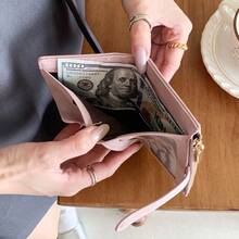 Minimalist Bifold Wallet With Buckle, Multiple Card Slots, Zippered Coin Pocket - Multicolor - View 4