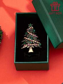 1pc Colorful Christmas Tree Classic Holiday Brooch, Suitable For Women To Wear At Christmas Parties And As Gifts, Versatile Gift Style With Gift Box - Multicolor - View 1