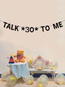 Talk Thirty To Me-banderoll, rolig guldglitterpappersdekoration för 30-årsfödelsedagsparty för män/kvinnor - Visa 10