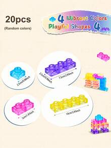 KNYYSECQ Children's Transparent Rainbow Building Blocks Toy - Stacking And Assembling Blocks, A Gift For Parent-Child Interaction For Boys And Girls - Multicolor - View 9