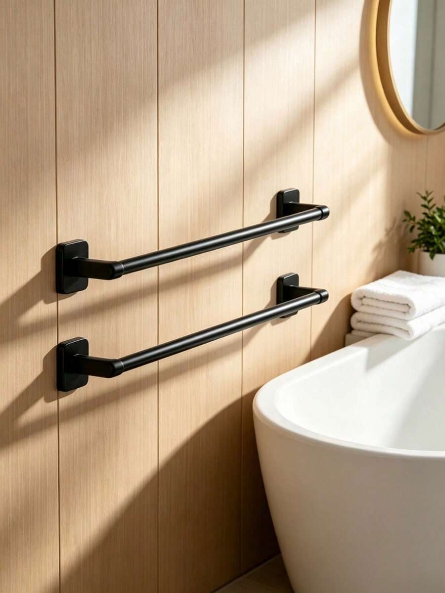 1pc Punch-Free Towel Rack, Bathroom Wall-Mounted Towel Bar, Single-Bar Bathroom Towel Rack, Slipper Storage Rack, Bathroom Towel Rod, Wall Storage Rack, Suitable For Home Decoration And Bathroom Decoration, Easy To Install
