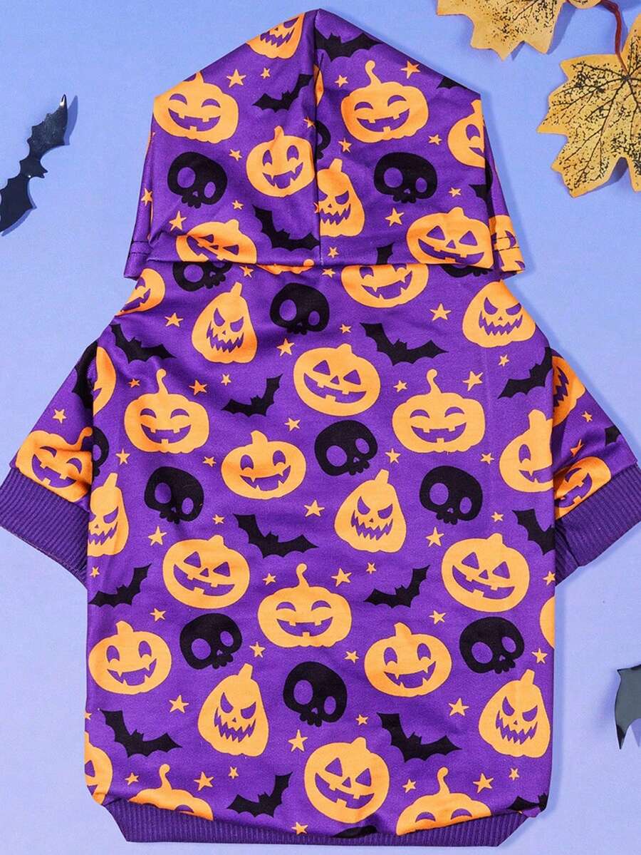 LUCKIE PAW 1 buah Baju Terusan Hewan Peliharaan Motif Hantu Halloween Lucu, Perlindungan Fisik dari Kutu, Mengurangi Kerontokan Bulu, Rompi Anjing Hangat & Bernapas, Cocok untuk Anjing dan Kucing Kecil & Besar, Dalam & Luar Ruangan - Purple - View 1