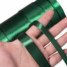 25 Yards/Roll Christmas Decoration Ribbon Satin Dark Green Satin Ribbon, Suitable For DIY Crafts, Gift Wrapping, Bows, Parties, Weddings, Christmas Decorations, Hair Bow Making Materials - Dark Green - View 3