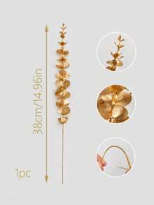 Gold Eucalyptus Artificial Flowers - Realistic Artificial Eucalyptus Leaves Perfect For Christmas, Wedding, Valentine's Day Decor And Home Decor (Pot Not Included) - Gold - View 11