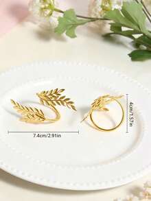 4-30pcs Metal Leaf Napkin Rings, Wheat Ear Napkin Holders, Table Decor Suitable For Wedding, Christmas, Party, Banquet, Dinner - Gold - View 13