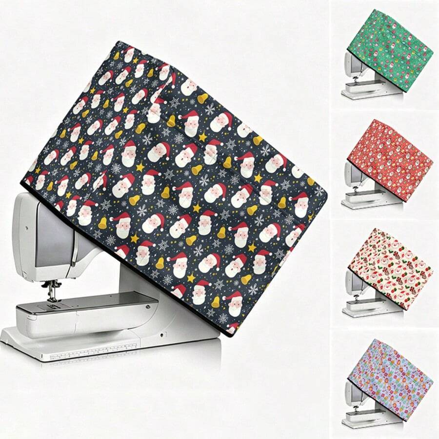 1pc Dust-Proof Cover For Sewing Machine, Modern Style Polyester Christmas Santa Claus Printing. Accessories Home Decoration, Household Appliance Cover. Dust-Proof And Washable. - Full Coverage - View 1