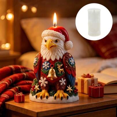 SUPWANPENG Christmas Bald Eagle 3D Silicone Candle Mold, Christmas Eagle & Santa Claus Aromatherapy Candle Mold, DIY 3D Animal Candle Silicone Mold, Christmas Holiday Aromatherapy Candle Ornament, Handmade DIY Plaster Resin Mold