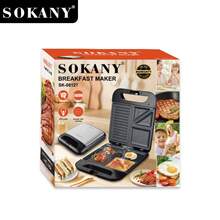 SOKANY 08127 Sandwich Breakfast Maker, 1400W High Power, Double-Sided Heating, LED Indicator Light, 3 Built-In Modes. Perfect For Making Eggs, Steak, Hot Dogs And Sandwiches. Ideal For Home Breakfast, Office Snacks And Camping. - Black - View 10