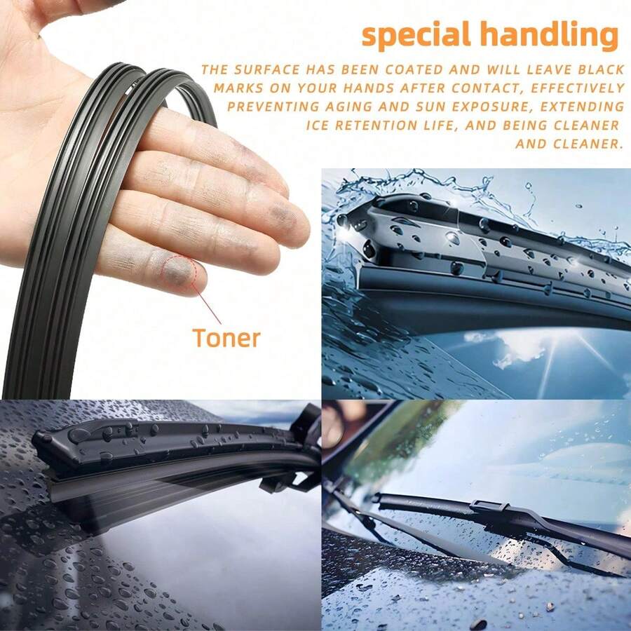 2pcs 6mm Universal Car Windshield Wiper Blade Rubber Strips, 28 Inch Natural Rubber Frameless Replacement Refill, High Carbon Content Cuttable Quiet Durable, Suitable For Most Car Models All-Weather Wiper Accessories - A - View 1