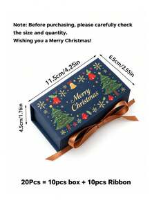 20/2pcs Christmas Gift Boxes With Satin Ribbon Bow And Magnetic Closure, Christmas Tree And Snowflake Print Hard Paper Packaging Boxes, Suitable For Holiday Party Favors, Desserts, Jewelry, Souvenirs Storage, New Year Celebration Gift Wrapping - Multicolor - View 14