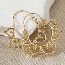 Women's Bohemian Style Round Earrings, With Light Luxury Vintage Charm, Suitable For Multiple Occasions And Gifting - Gold - View 7