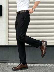 Men's Spring Summer Autumn Business Casual Suit Pants, All-Season Commute - Black - View 2