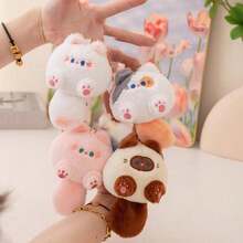 1pc Cat Bun Plush Pendant Stuffed Animal Keychain Bag Charm - Multicolor - View 2