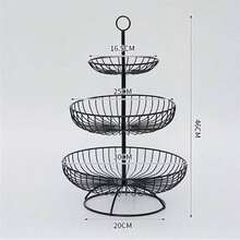 Three-Tiered Metal Corrugated Fruit Basket For Storing Fruits And Vegetables; Durable Kitchen Storage Basket. - Multicolor - View 9