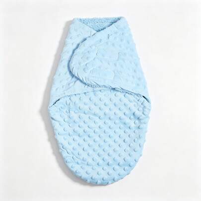 1pc Soft Breathable Solid Color Dotted Fleece Baby Sleeping Bag For Home
