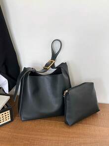 Minimalist Soft Leather Mother-Daughter Tote Bag For Women, Adjustable Shoulder Strap, Shoulder Underarm Bag, Large Capacity, Commuter Versatile Mother-Daughter Bag - A - View 10
