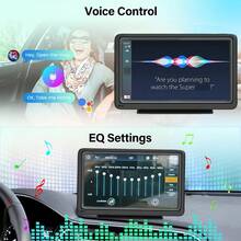 Layar Mobil Portabel 7 Inci, Apple CarPlay & Android Auto Nirkabel dan Berkabel, Bluetooth V5.3 Pemancar FM Kartu TF AUX, Layar 1024*600, Dukungan Video Mundur, Pemutar Multimedia Mobil 12-24V - Hitam - View 7