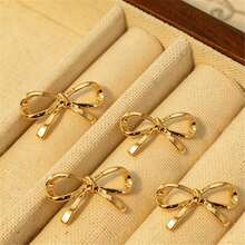 1pc/2pcs/4pcs European And American New Metal Bow Brooch, Unique Design Niche Accessory, Anti-Exposure Buckle V-Neck Pin, Versatile - Gold - View 5