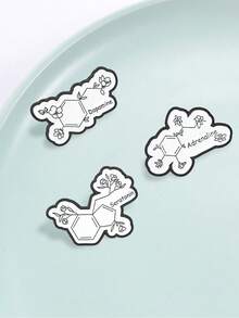 Chemistry Molecule Enamel Pin, Dopamine Serotonin Adrenaline Floral Badge, Decorative Lapel Pin For Backpack Jacket Student Gift - Multicolor - View 5