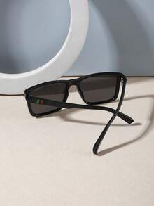 1 PC Men's Solid Color Square Fashion Glasses Lightweight PC Frame Polarized Lens Classic Casual Style For Beach Vacation Outing With Glasses Box - Multicolor - View 5