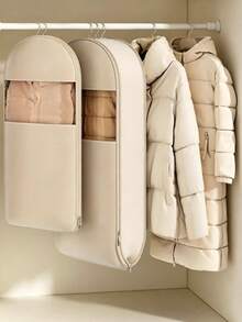 1pc New Down Jacket Compression Dust Cover, Wardrobe Clothes Dust Bag, Hanging Household Transparent Window Garment Hanging Cover Bag, New Thickened Fabric, Can Save Wardrobe Storage Space - Multicolor - View 4