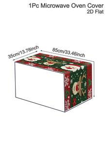 1pc Christmas Microwave Oven Cover, Bow&Christmas Ball, Poinsettia Design Polyester Household Kitchen Microwave Oven Dust Cover, Perfect For Holiday Kitchen Decor & Appliance Protection, Christmas Decoration, 2D Flat - Multicolor - View 28