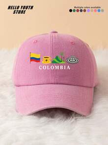 1pc Baseball Cap With "COLOMBIA" Letter And Pattern, Fashionable And Versatile, Adjustable Lightweight Comfortable With Sweatband, Multi-Functional Baseball Cap, Sun Protection Hat For Travel And Daily Use, Suitable For Matching And Everyday Wear, Gift For Friends - A - View 7