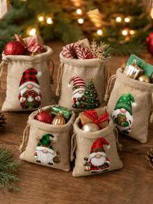 New Christmas Gift Bags With Drawstring Closure, Christmas Gift Pouches, Drawstring Storage Bags, Jewelry Gift Bags Suitable For Christmas Gift Giving - A - View 2