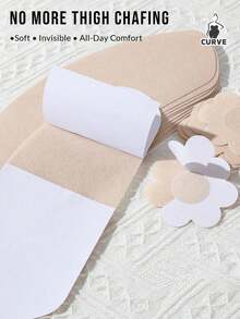 20pcs Extra Large Anti-Chafing Set, Elastic Invisible Thigh Anti-Friction Patches & Floral Nipple Covers, Unisex, Suitable For All Seasons - Multicolor - View 5